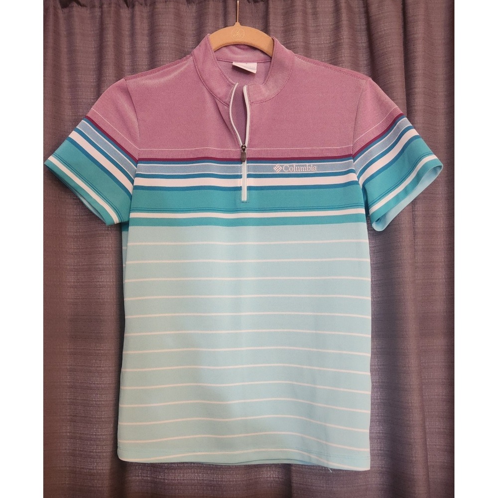 Women's Medium Short Sleeve Coumbia Sportswear Quarterzip in Classic Ocean Color